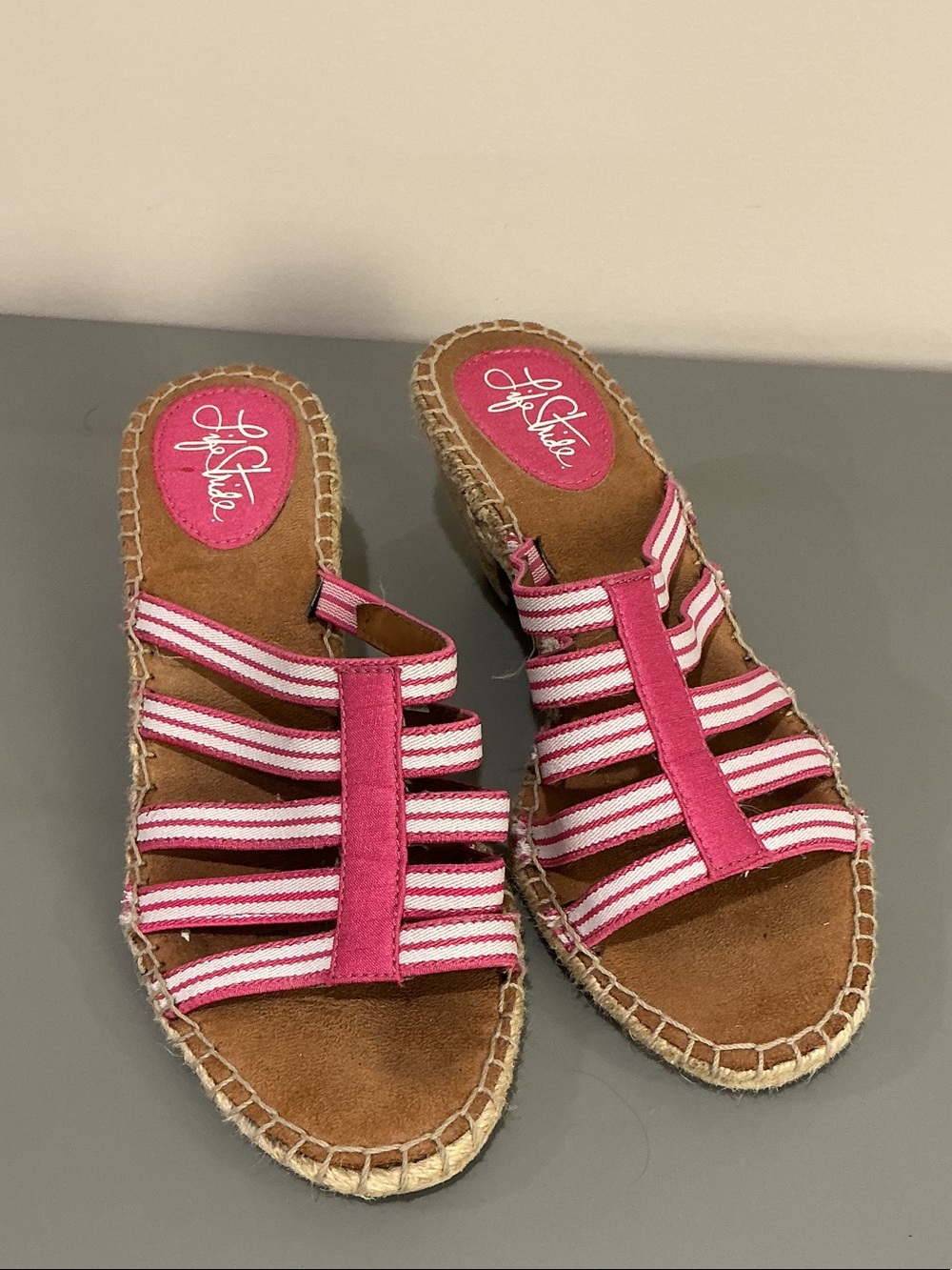 Life Stride Route Strappy Slide Sandals Fuschia/ white size 8